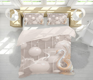 3D White Pearl 12100 Bed Pillowcases Quilt