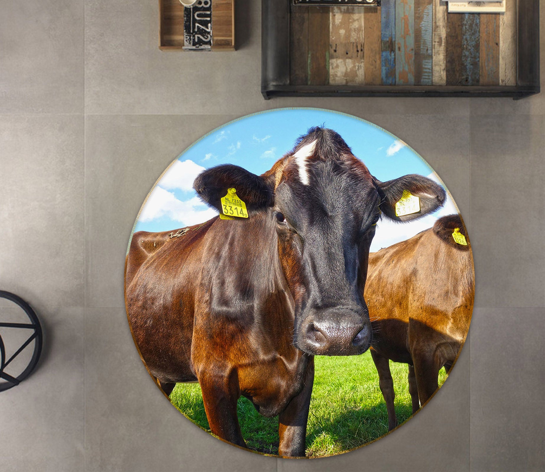 3D Cattle 37170 Animal Round Non Slip Rug Mat