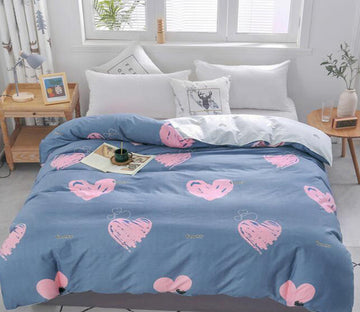 3D Dark Gray Pink Love 3164 Bed Pillowcases Quilt