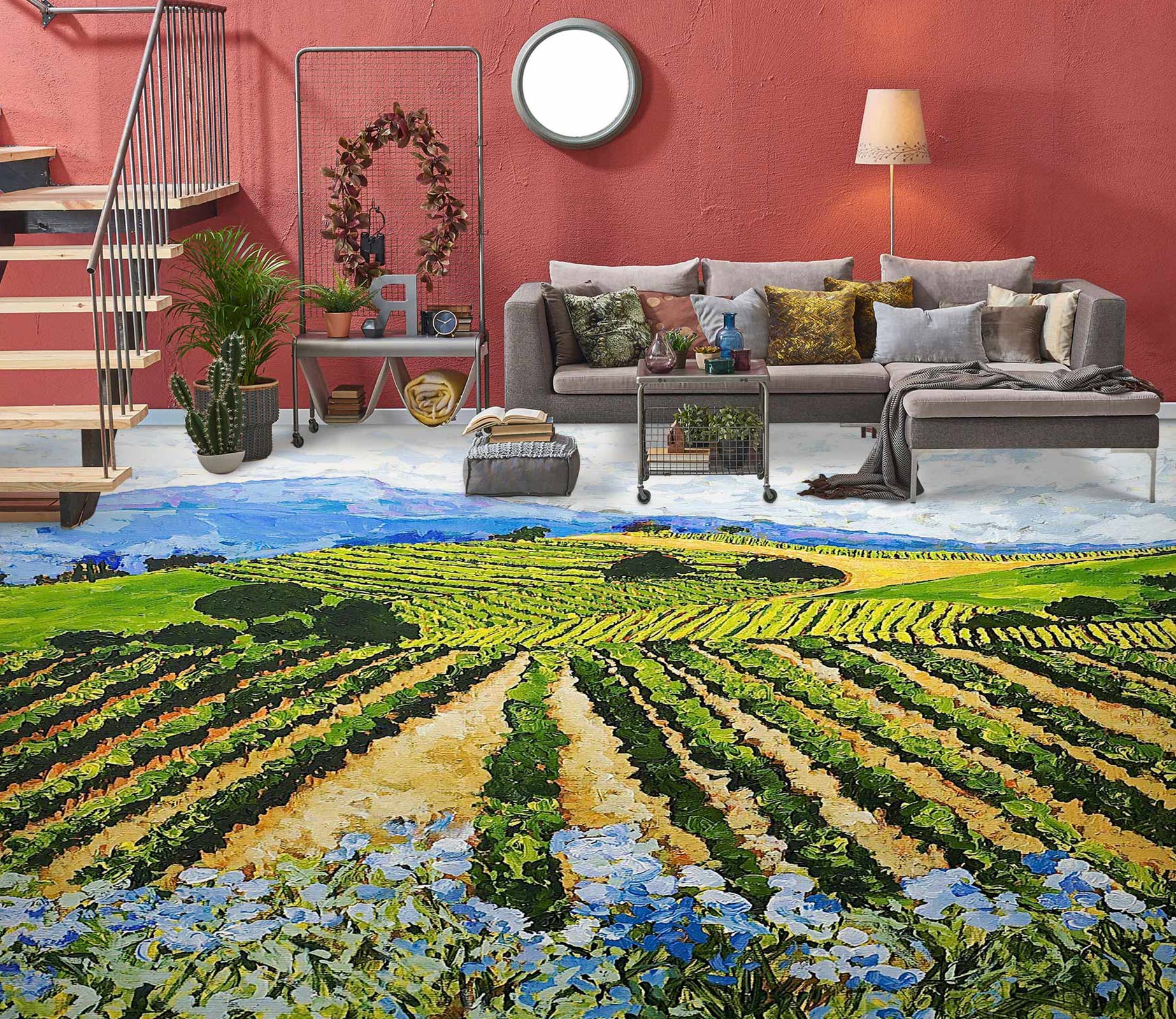 3D Field Flower Bush 9519 Allan P. Friedlander Floor Mural