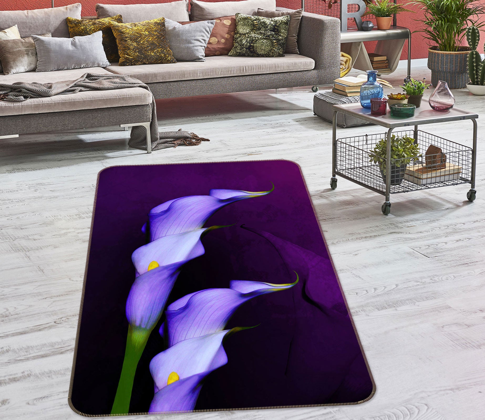 3D Purple Flower 76160 Non Slip Rug Mat