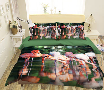 3D Flamingo Lake 1946 Bed Pillowcases Quilt Quiet Covers AJ Creativity Home 