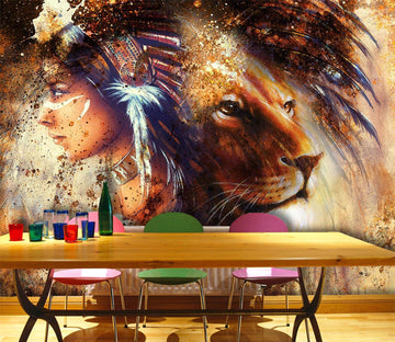 3D Painting Lion Woman 629 Wallpaper AJ Wallpaper 2 