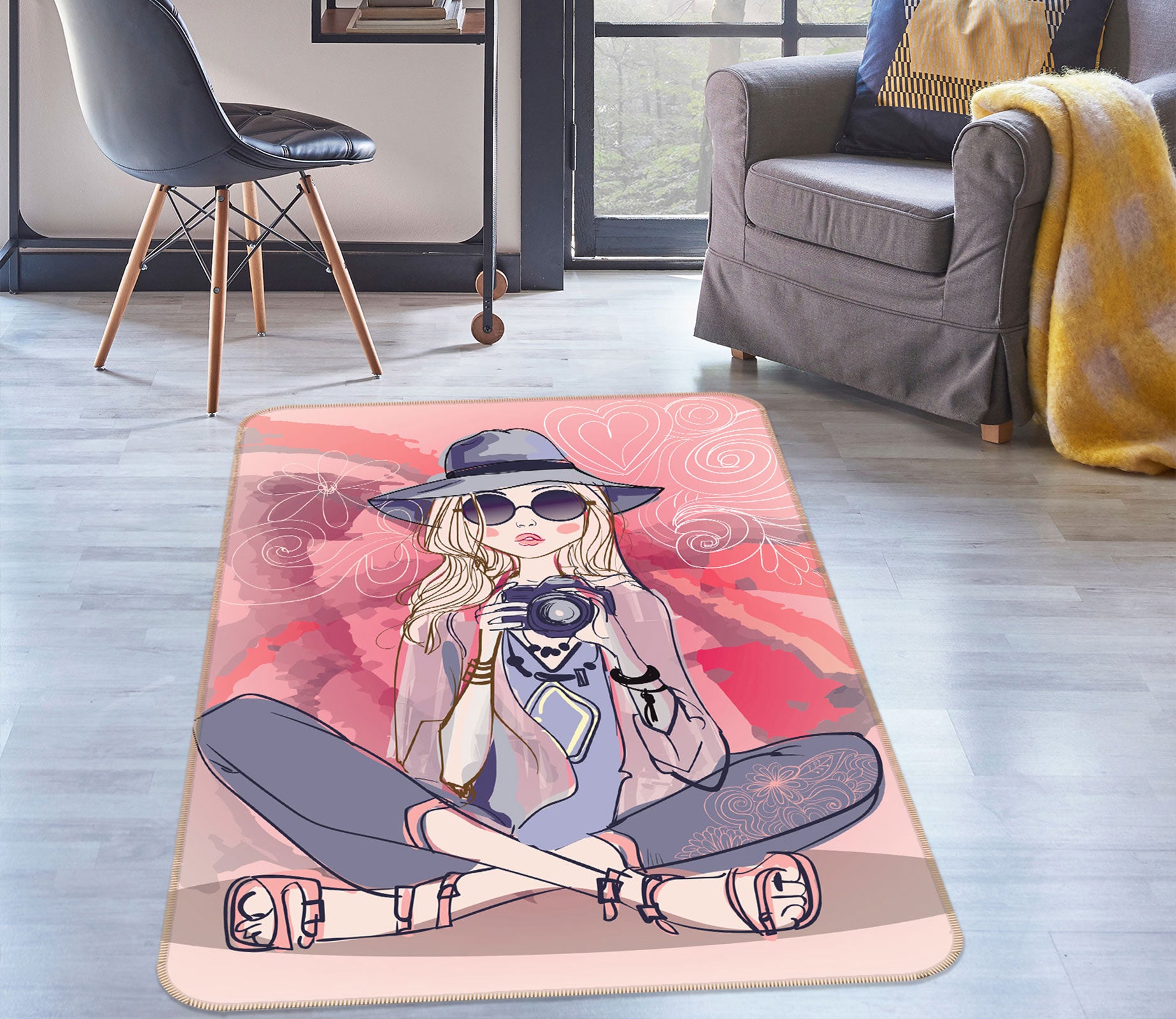 3D Camera Girl 37114 Non Slip Rug Mat
