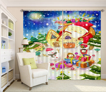 3D Christmas Doodle Gift Box 48 Curtains Drapes Curtains AJ Creativity Home 