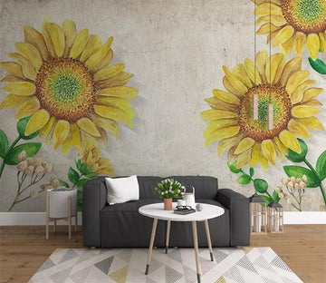 3D Yellow Flower 174 Wall Murals Wallpaper AJ Wallpaper 2 