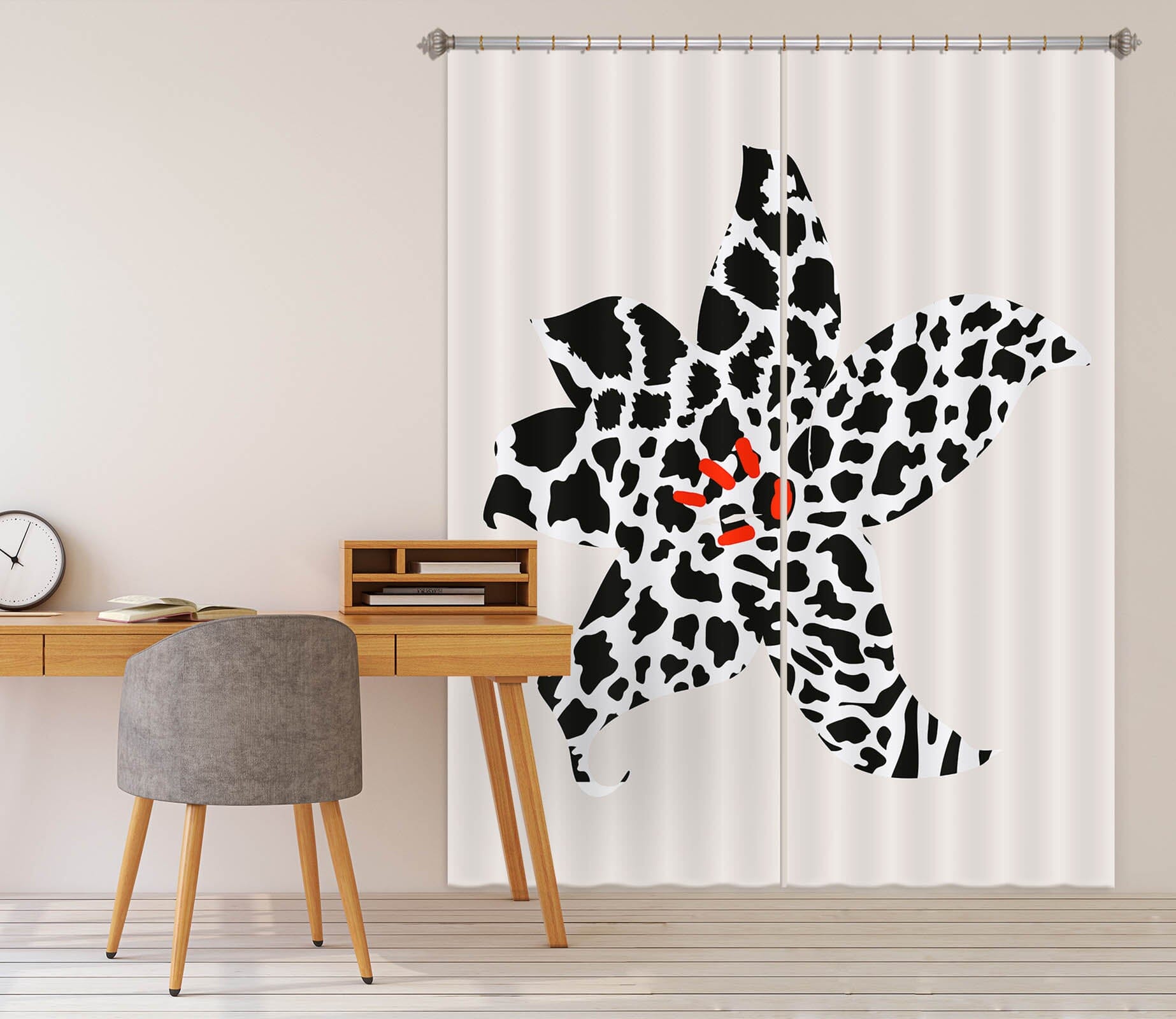 3D Zebra Blossom 1147 Boris Draschoff Curtain Curtains Drapes Curtains AJ Creativity Home 