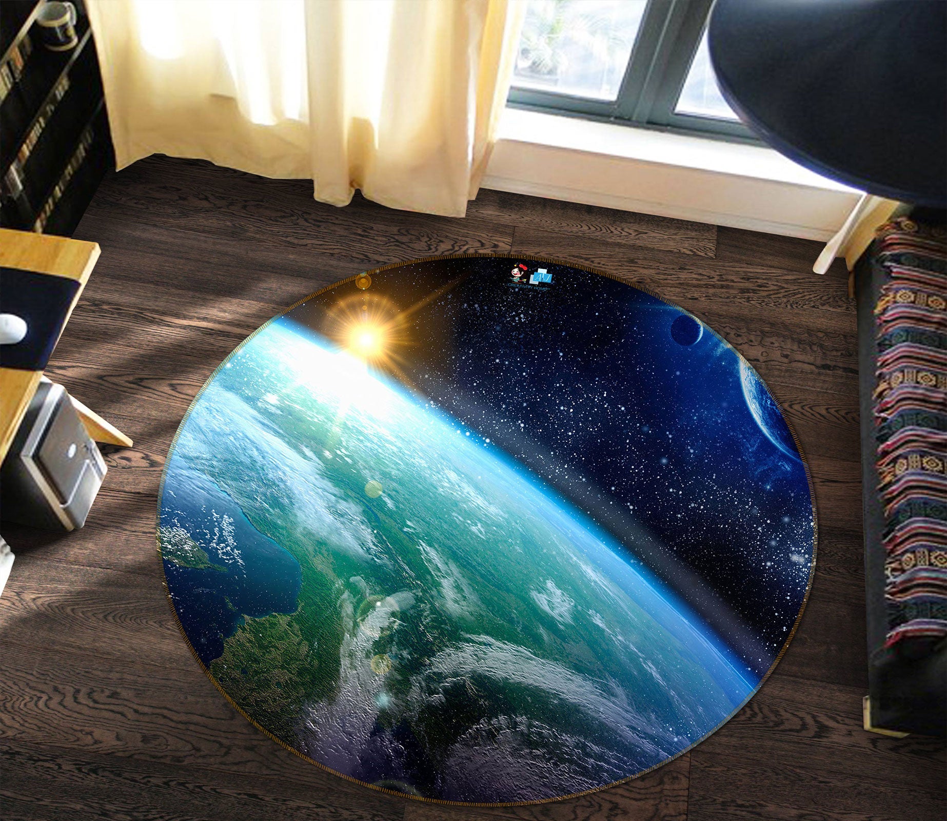 3D Earth Planet 81008 Round Non Slip Rug Mat