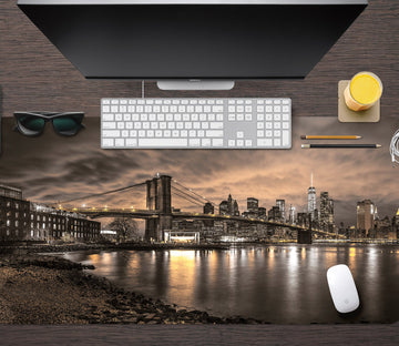 3D Night Bridge 7746 Assaf Frank Desk Mat