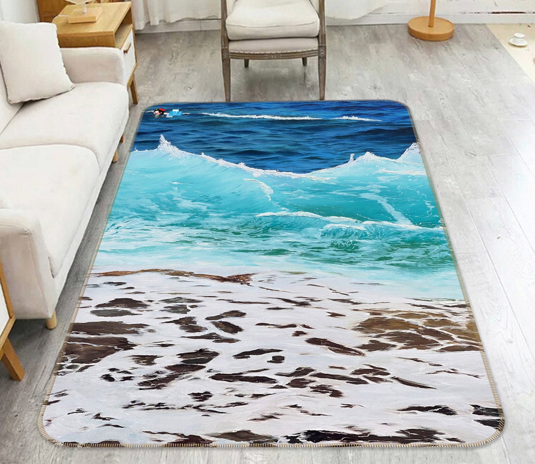 3D Seaside Wave 9718 Marina Zotova Rug Non Slip Rug Mat