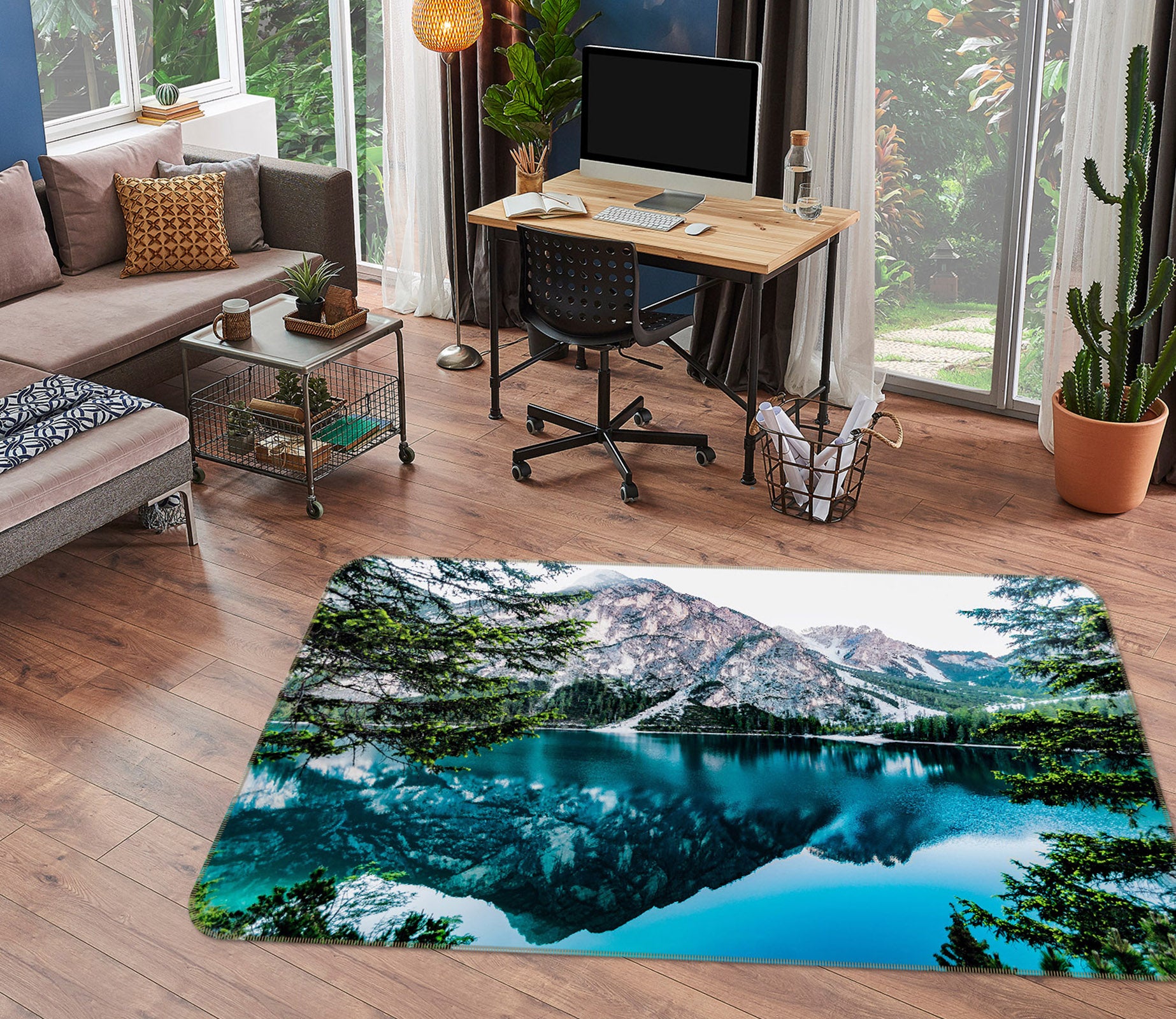 3D Mountain Lake 30214 Non Slip Rug Mat
