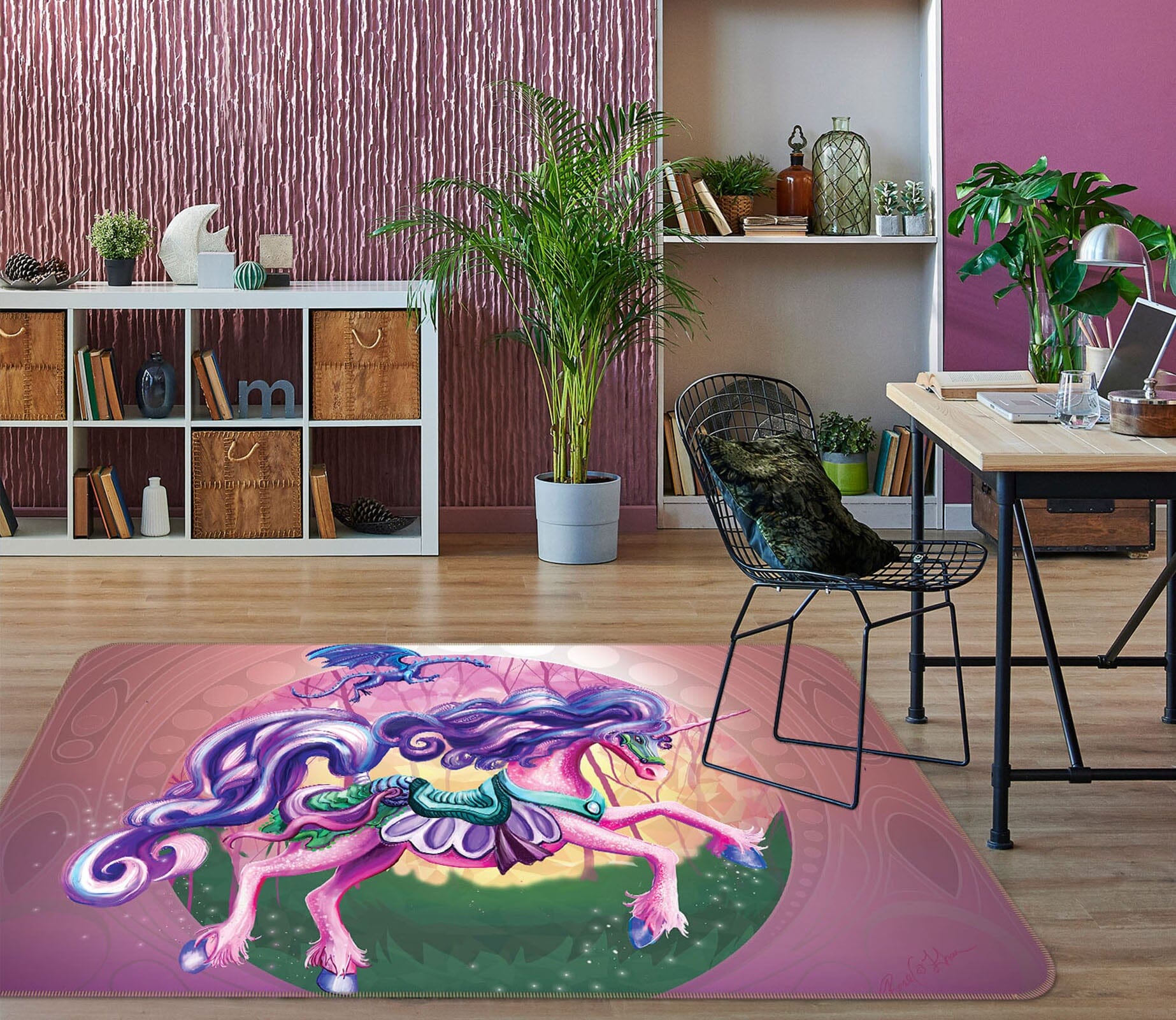 3D Cute Unicorn 3018 Rose Catherine Khan Rug Non Slip Rug Mat Mat AJ Creativity Home 