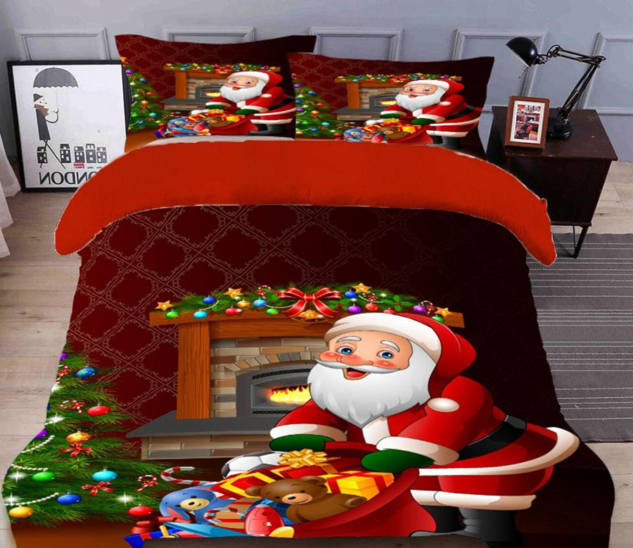 3D Santa Gift 45137 Christmas Quilt Duvet Cover Xmas Bed Pillowcases