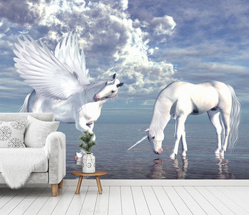 3D Sea Unicorn 1525 Wall Murals