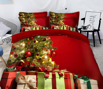 3D Christmas Tree Gift 45050 Christmas Quilt Duvet Cover Xmas Bed Pillowcases