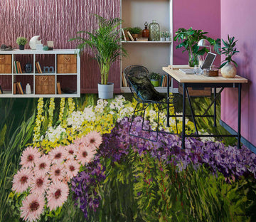 3D Pink Purple Flowers 9643 Allan P. Friedlander Floor Mural