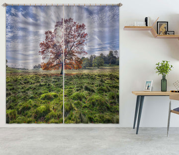 3D Lawn Red Tree 062 Assaf Frank Curtain Curtains Drapes