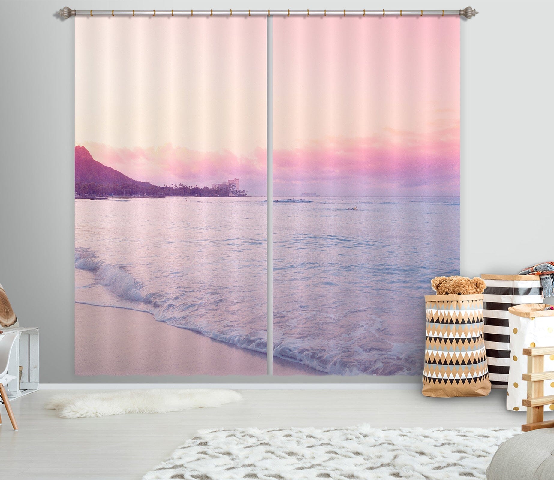 3D Pink Sky 058 Noirblanc777 Curtain Curtains Drapes Curtains AJ Creativity Home 