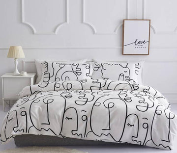 3D Abstract Face Lines 7179 Bed Pillowcases Quilt