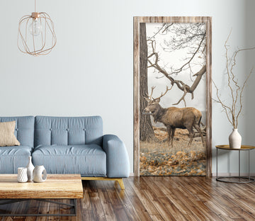 3D Deer Tree Grass 106195 Assaf Frank Door Mural