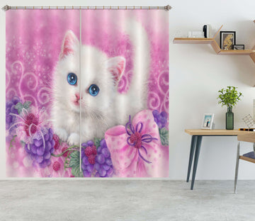 3D Grape White Cat 9063 Kayomi Harai Curtain Curtains Drapes