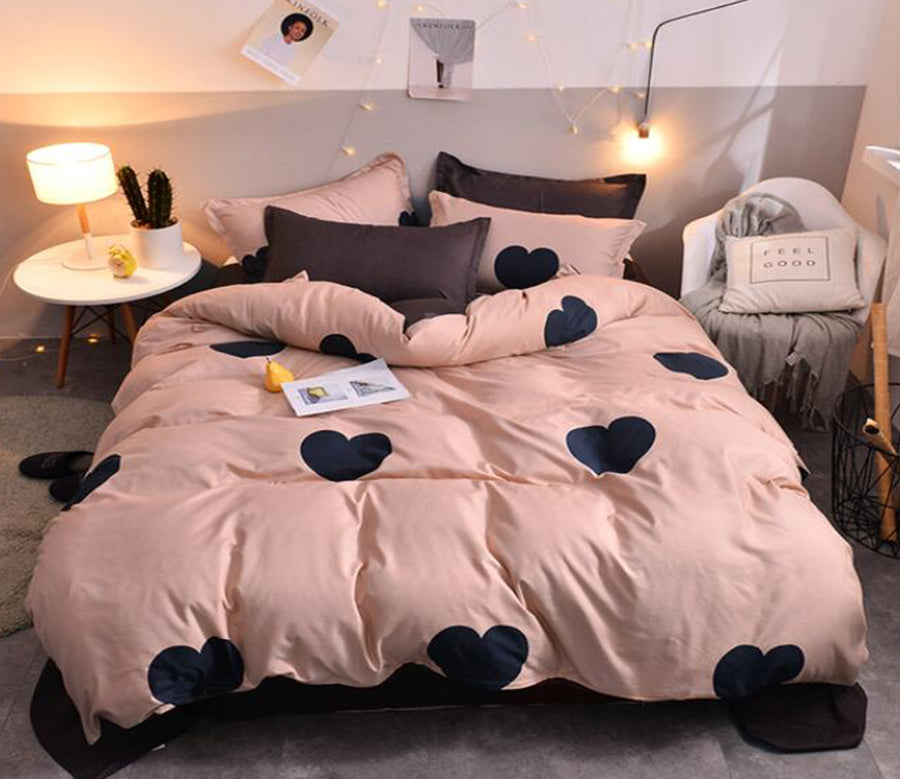 3D Pink Bottom Black Love 12026 Bed Pillowcases Quilt