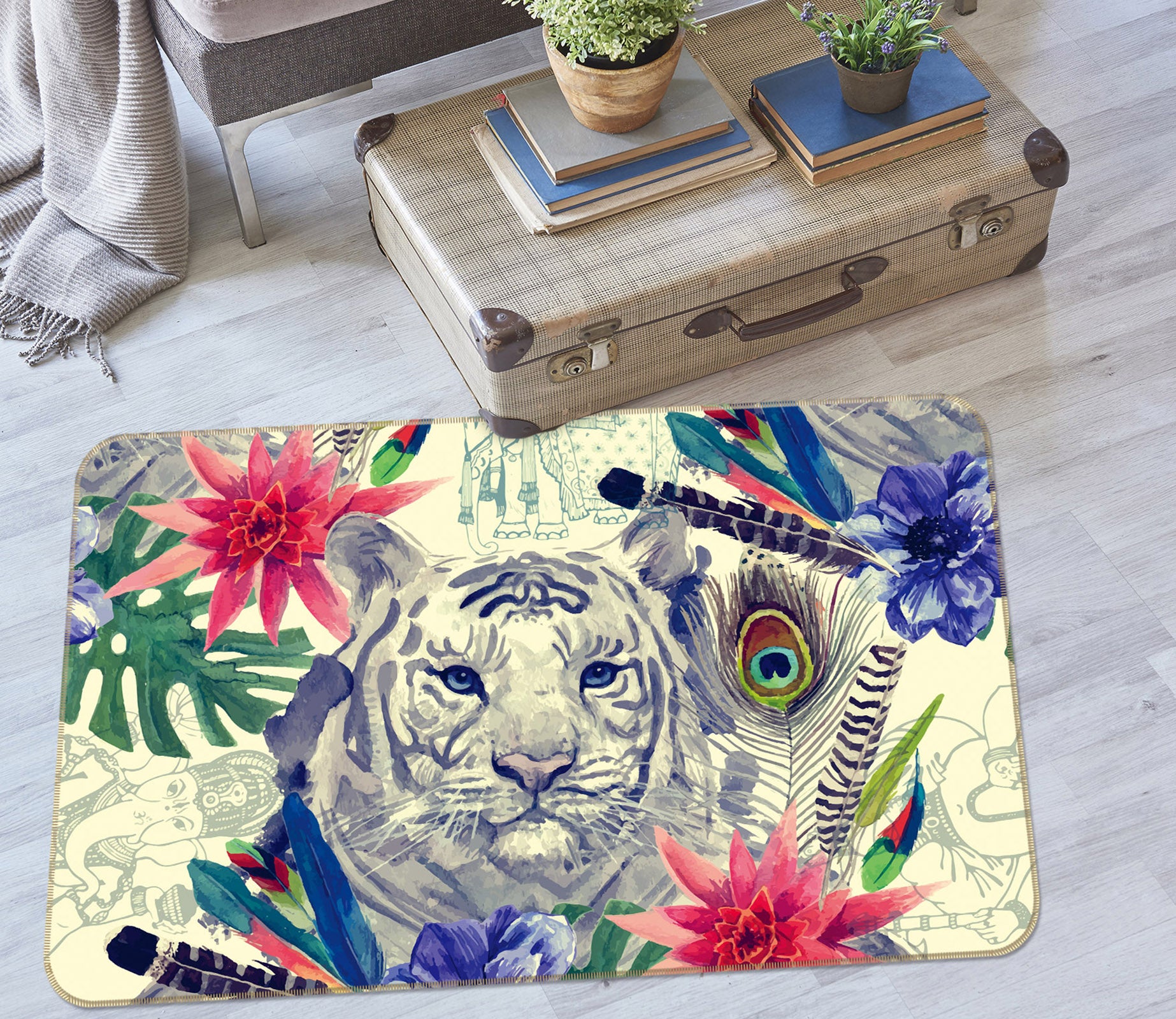 3D Tiger Pattern 35074 Non Slip Rug Mat