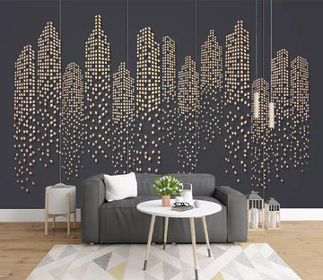 3D Black Square Building WC712 Wall Murals