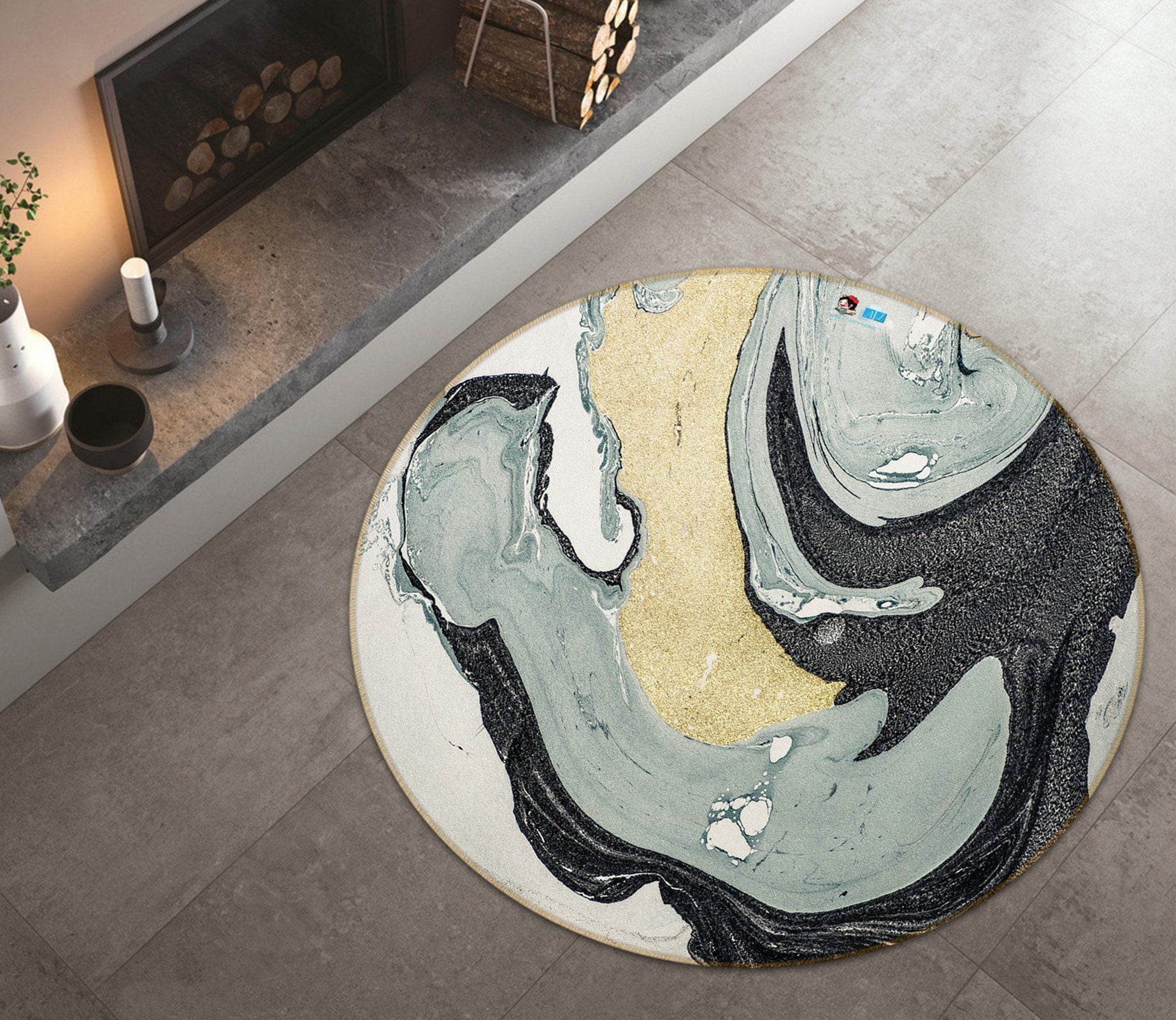 3D Irregular Round 173 Round Non Slip Rug Mat Mat AJ Creativity Home 