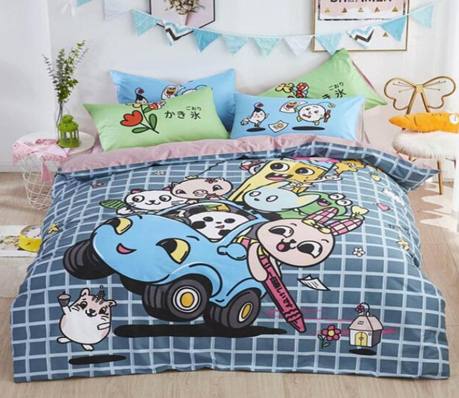 3D Cartoon Car Animals 5047 Bed Pillowcases Quilt