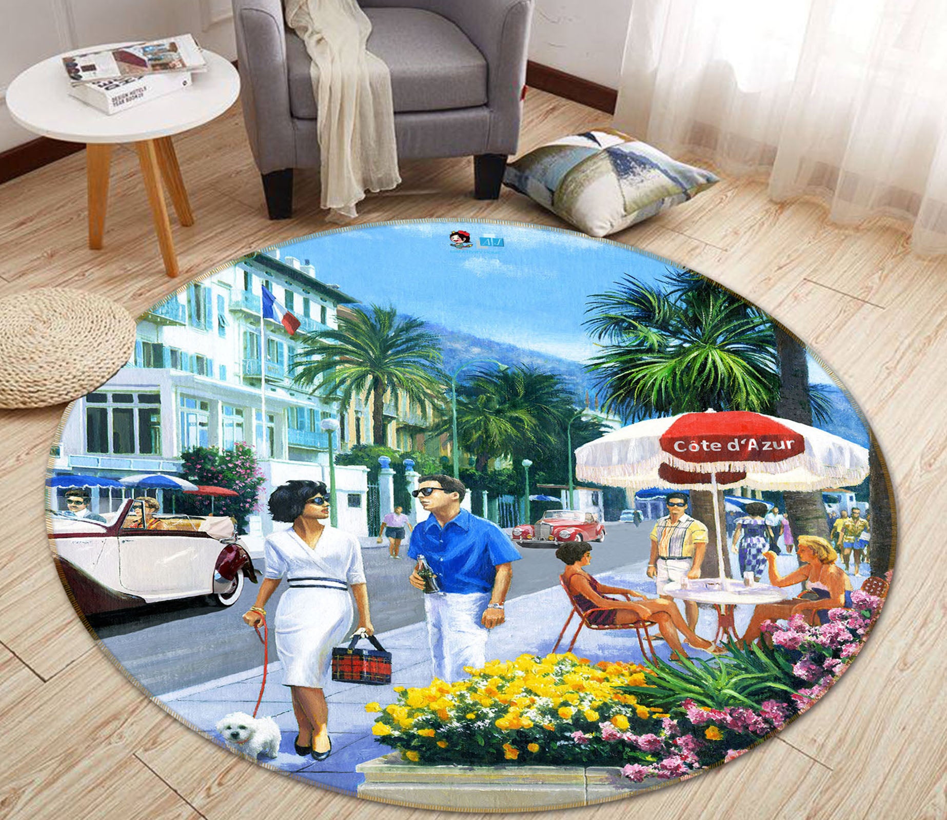 3D Afternoon Tea 068 Kevin Walsh Rug Round Non Slip Rug Mat