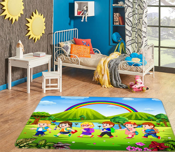 3D Rainbow Grass Child 77195 Non Slip Rug Mat