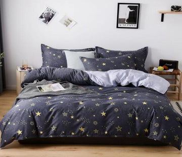 3D Black Background Yellow Stars 3086 Bed Pillowcases Quilt
