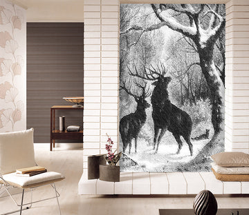 3D Forest Elk 1090 Wall Murals
