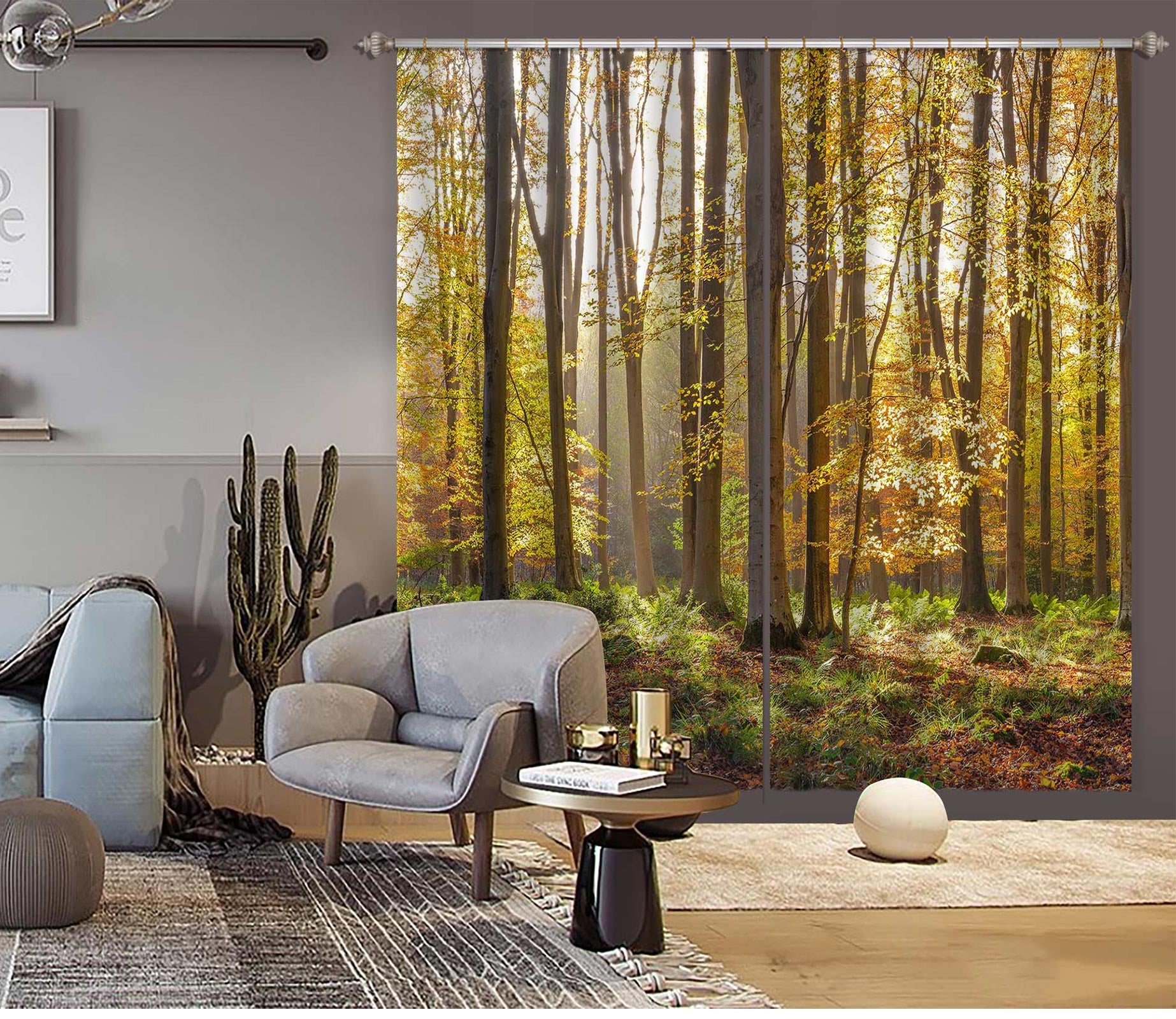 3D Tree Grass 6605 Assaf Frank Curtain Curtains Drapes