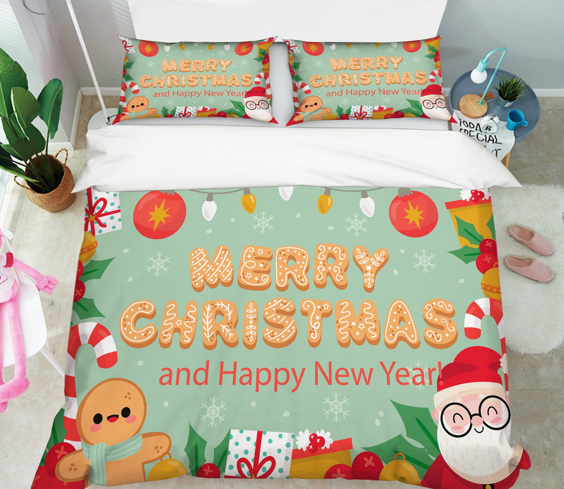 3D Santa Gift 61053 Bed Pillowcases Quilt