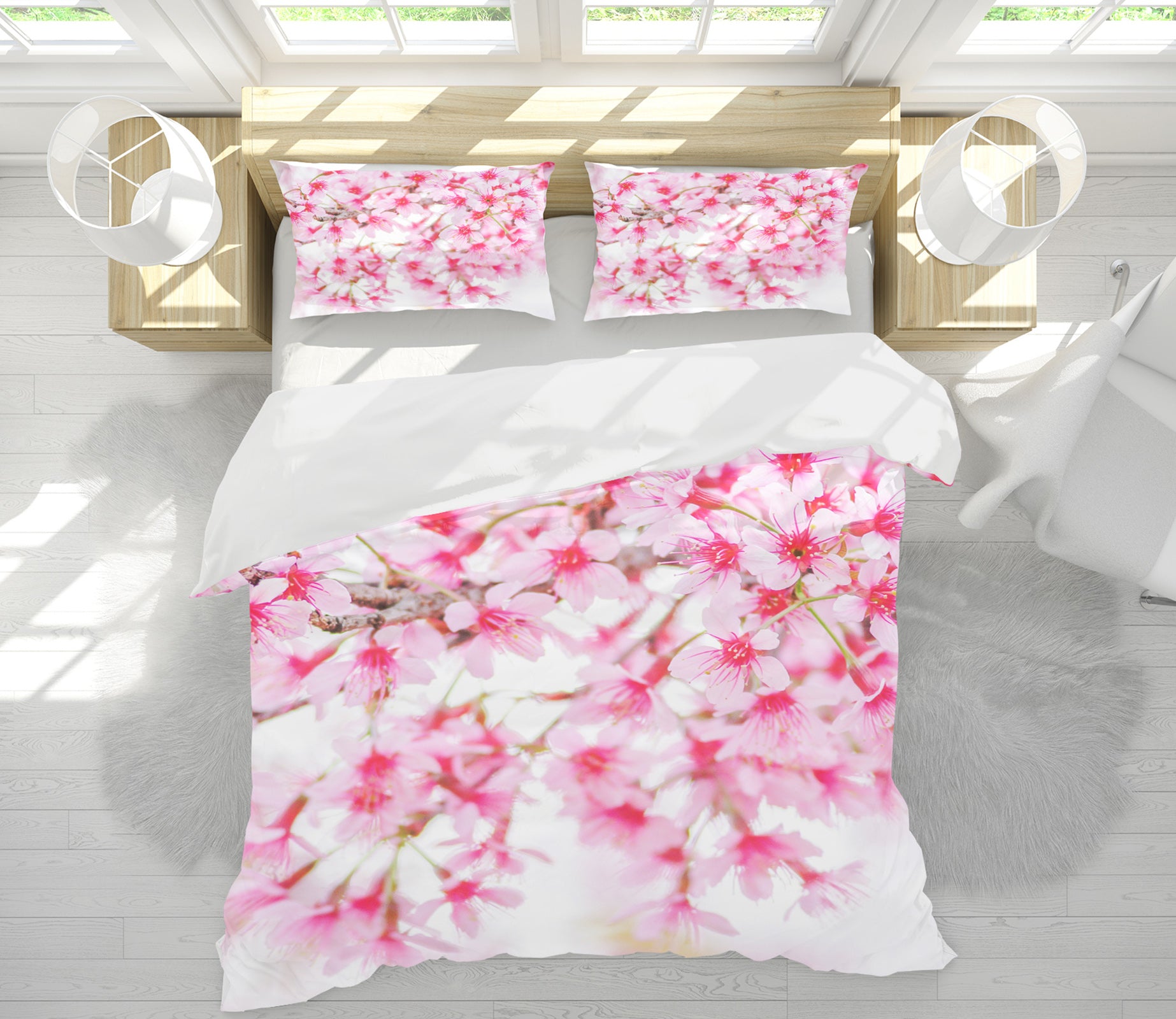 3D Pink Flowers 60132 Bed Pillowcases Quilt