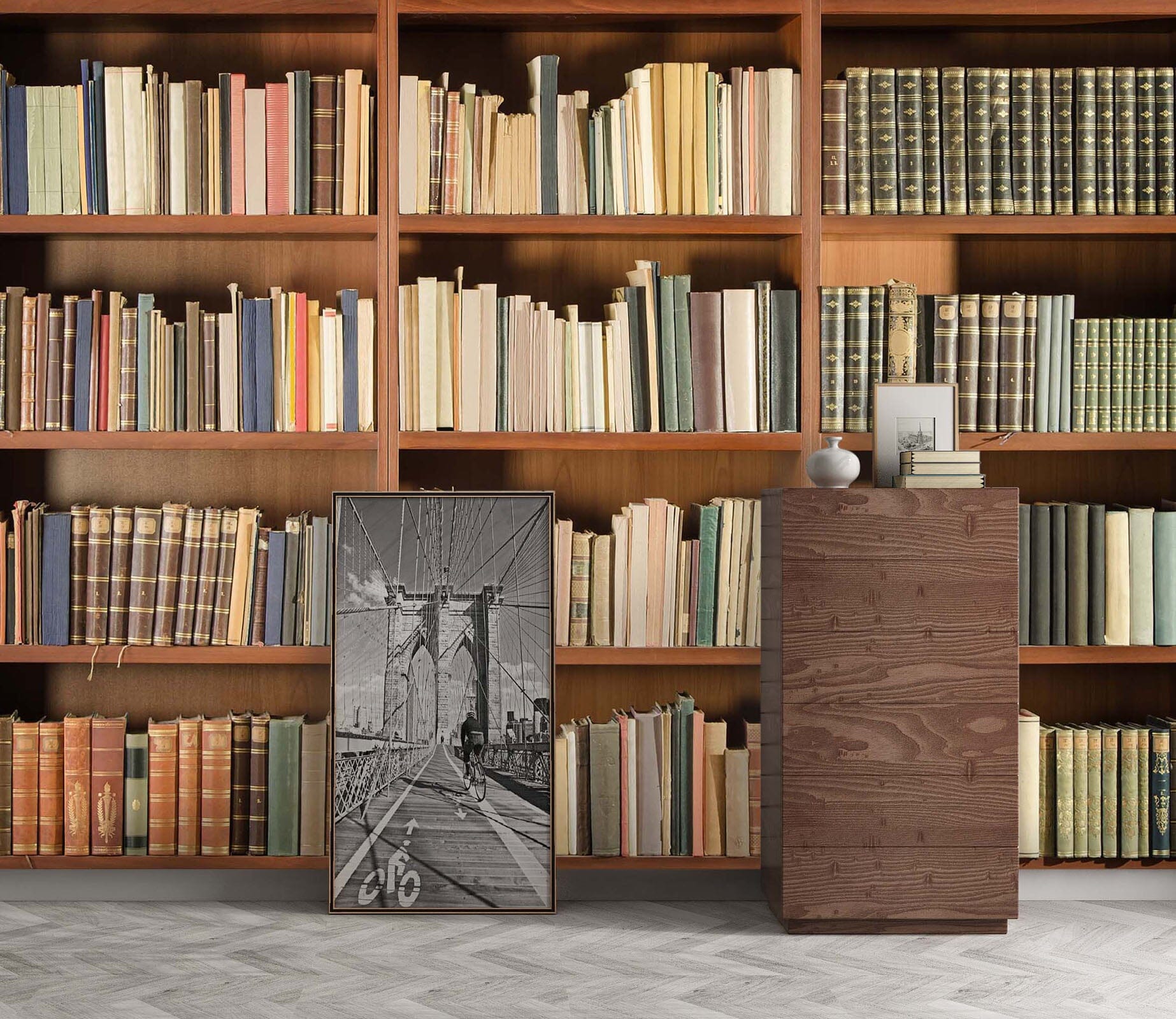 3D Collection Bookshelf 039 Wall Murals Wallpaper AJ Wallpaper 2 