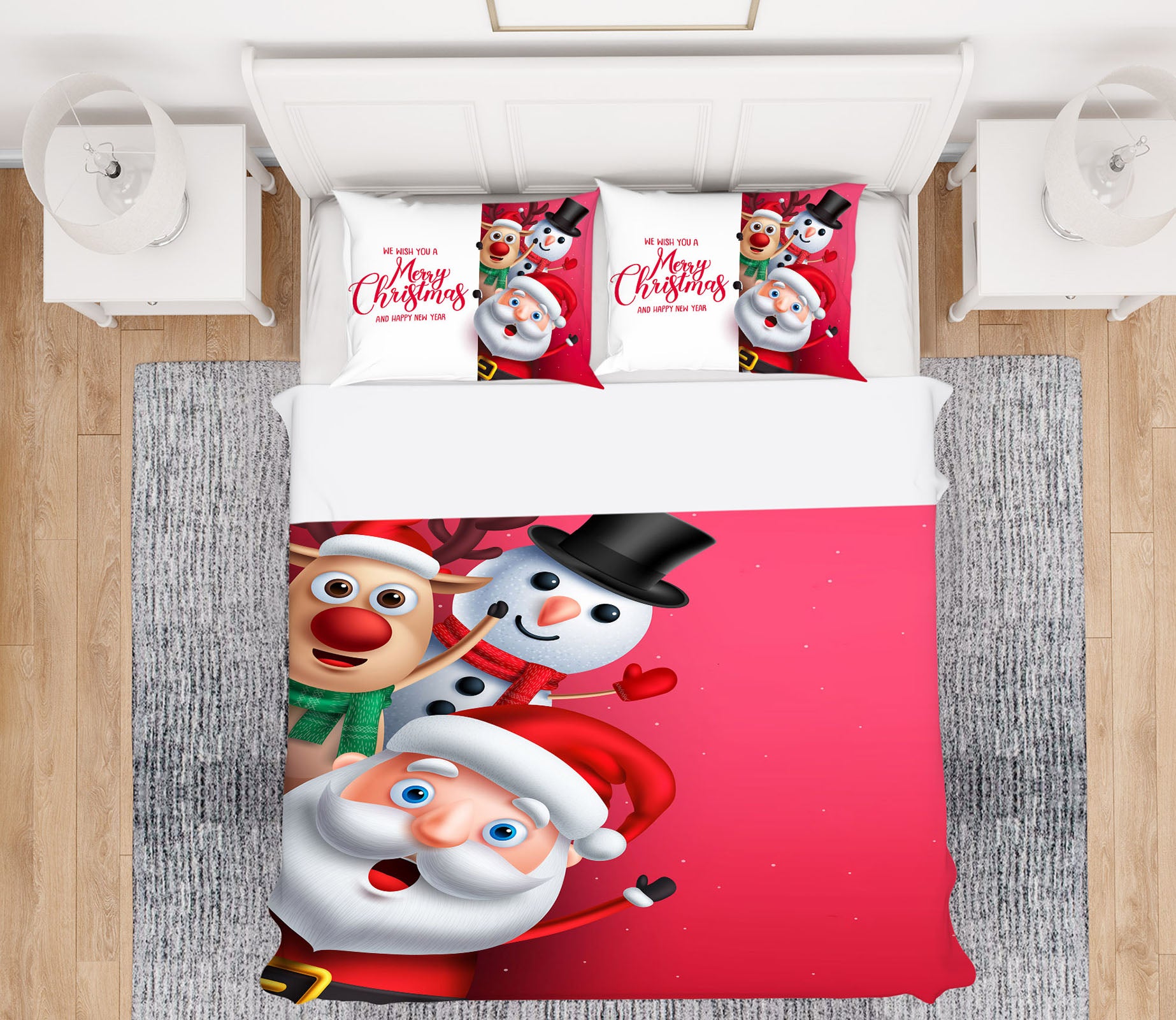 3D Santa Claus Snowman Deer 51016 Christmas Quilt Duvet Cover Xmas Bed Pillowcases