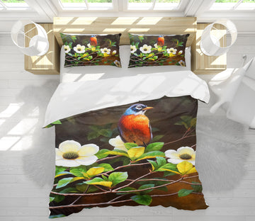 3D Flower Branch Bird 60083 Bed Pillowcases Quilt