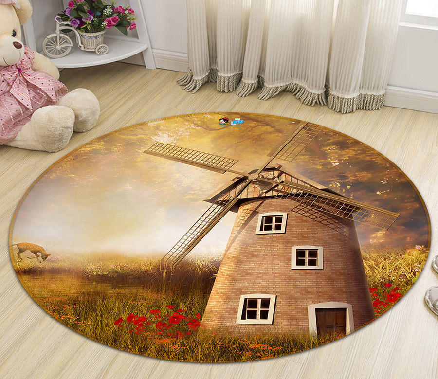 3D Windmill 66192 Round Non Slip Rug Mat