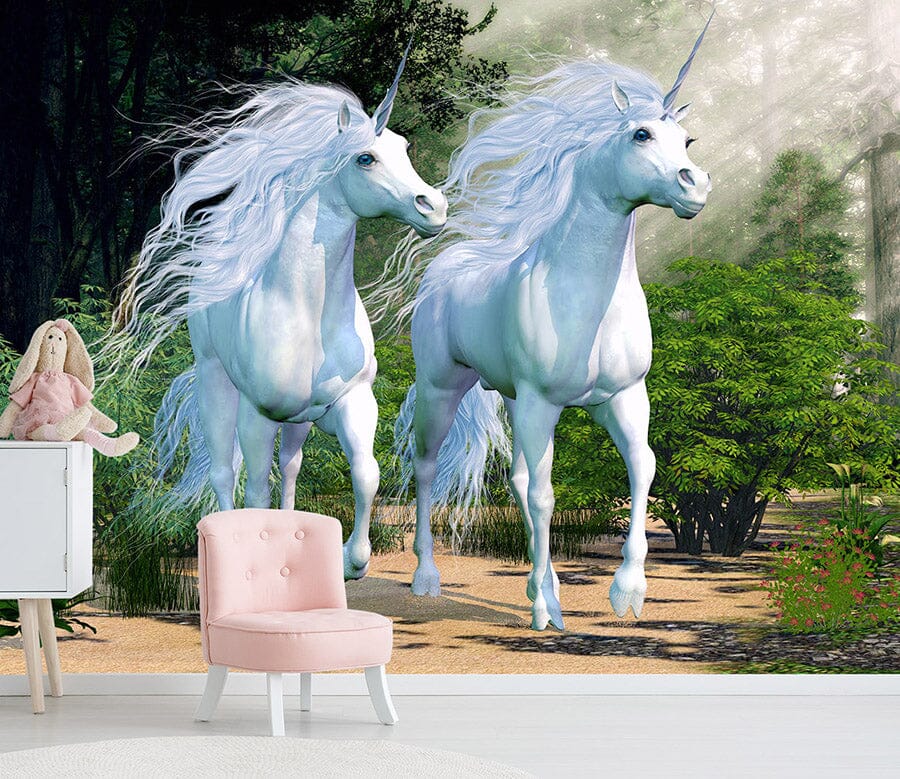 3D Two Unicorns 1527 Wall Murals Wallpaper AJ Wallpaper 2 