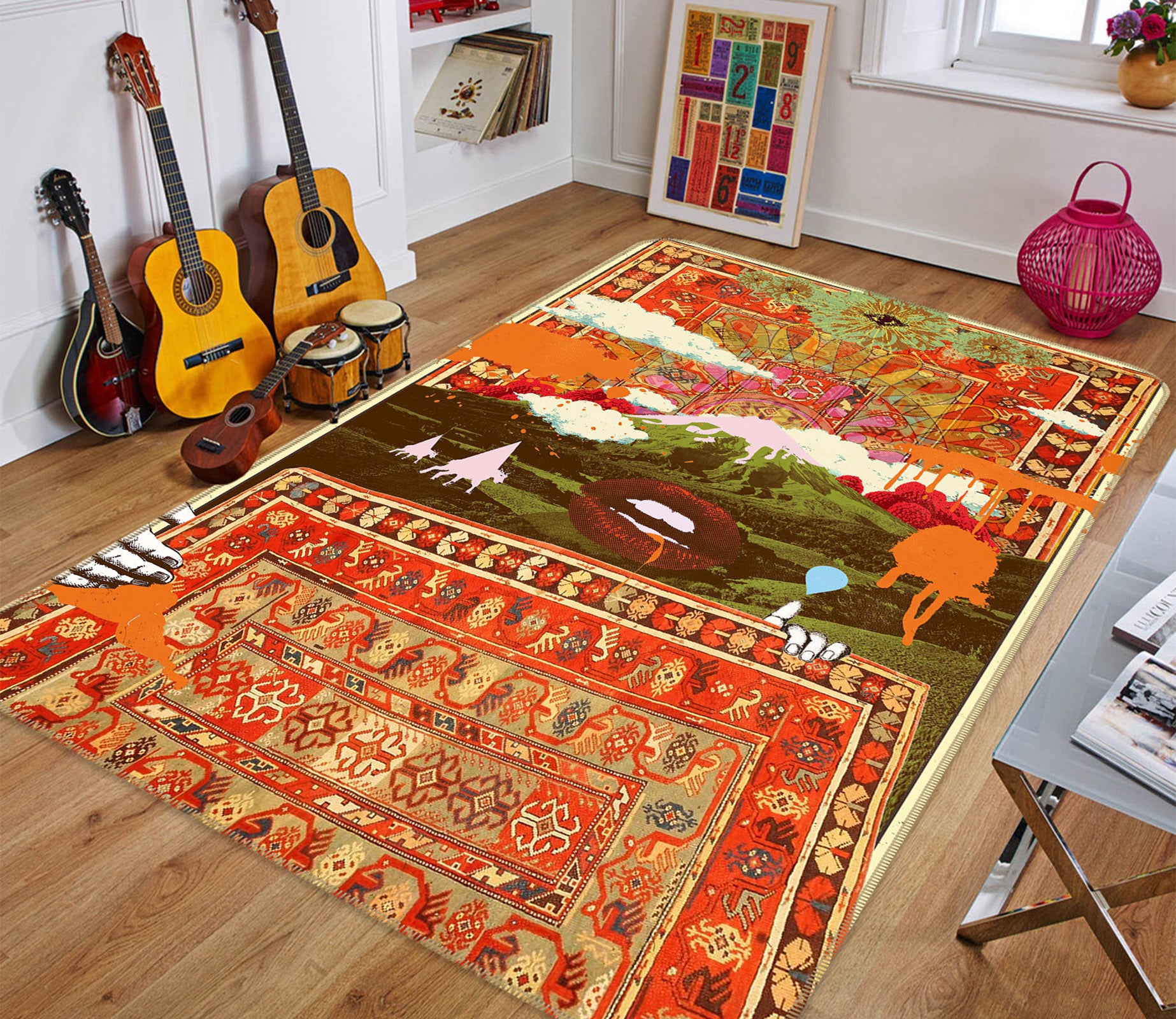 3D Ethnic Carpet Grass 84100 Showdeer Rug Non Slip Rug Mat