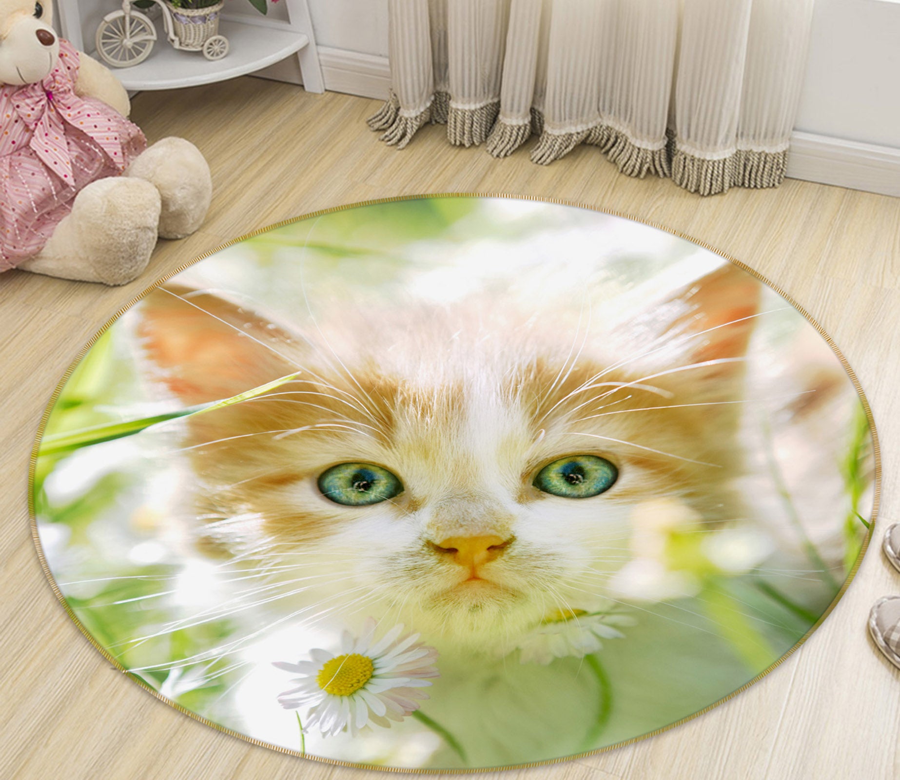 3D Kitten 29109 Round Non Slip Rug Mat