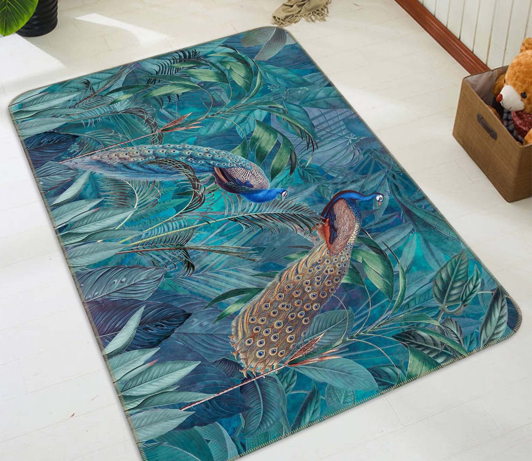 3D Peacock Home 1013 Andrea haase Rug Non Slip Rug Mat Mat AJ Creativity Home 