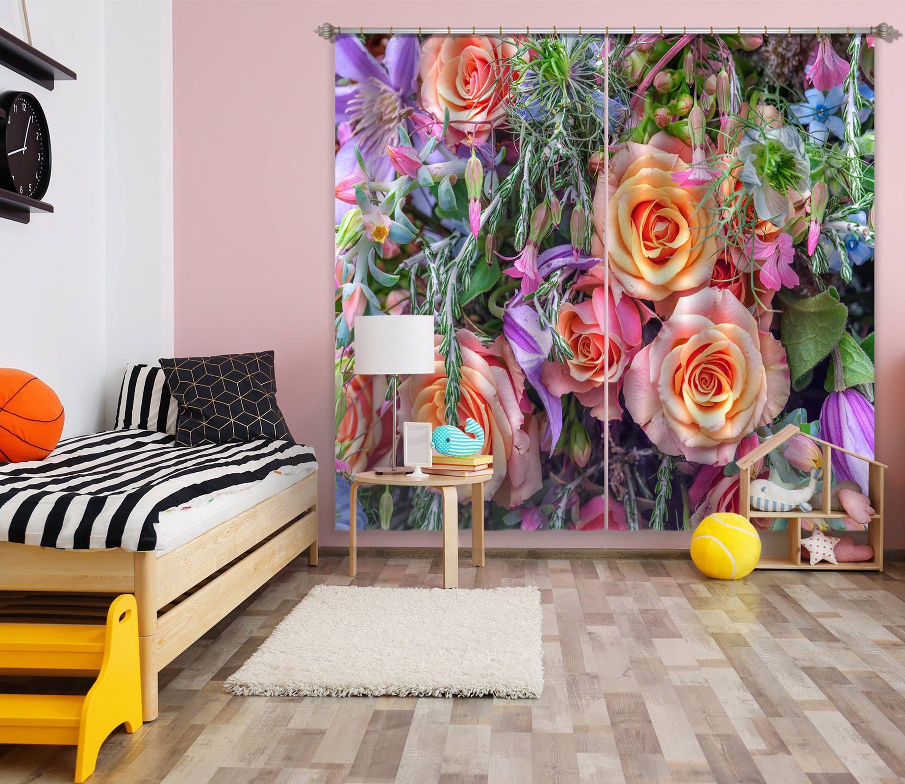 3D Bright Rose 6569 Assaf Frank Curtain Curtains Drapes