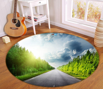 3D Highway Trees 72156 Round Non Slip Rug Mat