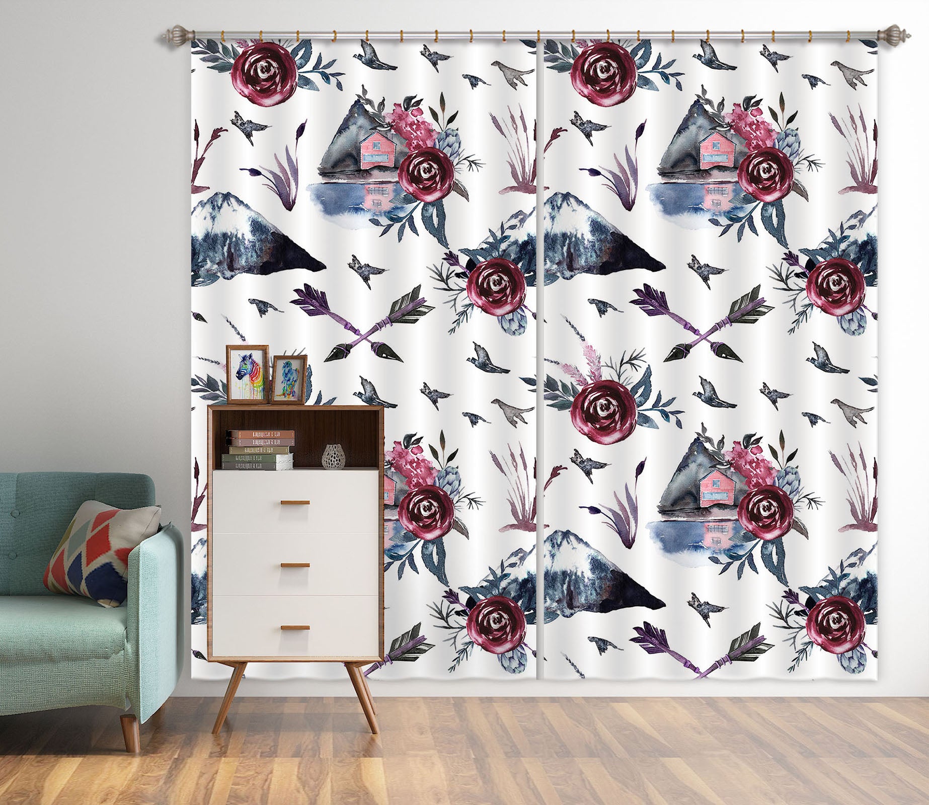 3D Rose Mountain 236 Uta Naumann Curtain Curtains Drapes
