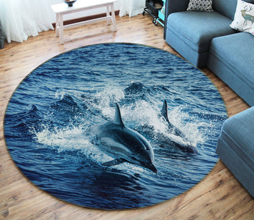 3D Dolphin 82034 Animal Round Non Slip Rug Mat