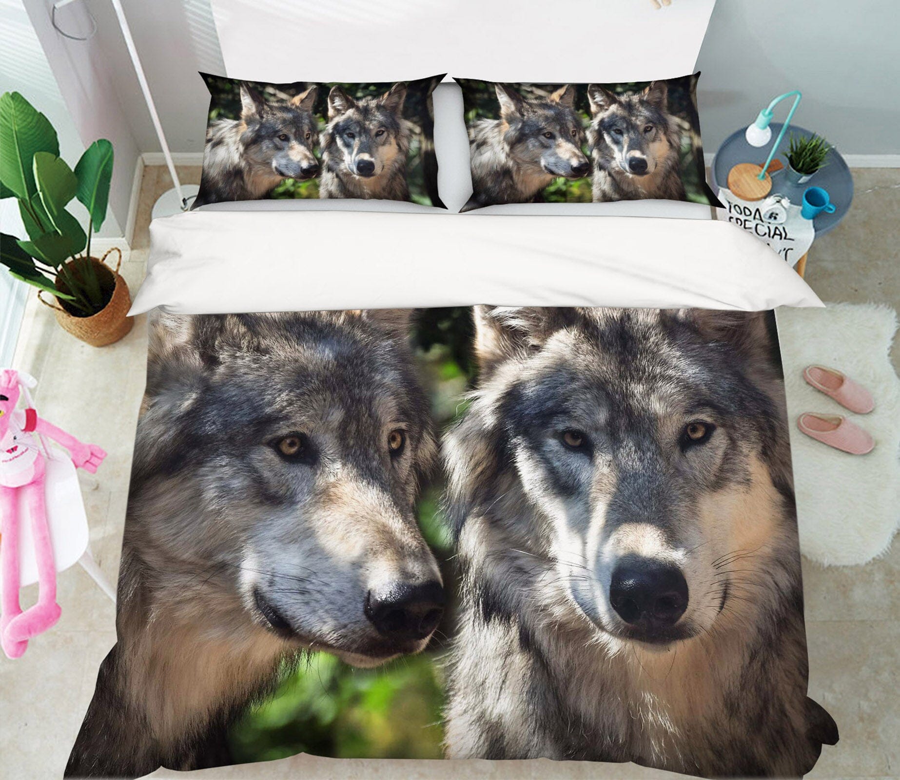 3D Wild Wolf 1956 Bed Pillowcases Quilt Quiet Covers AJ Creativity Home 